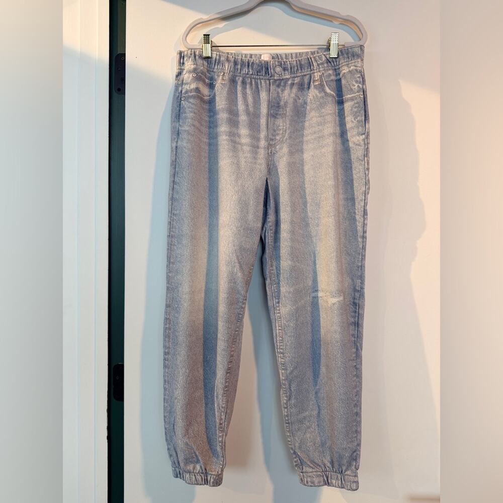 ECRU Distressed Denim-Print Joggers - Large, NWOT - Picture 2 of 7